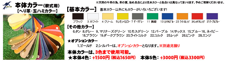 軟式オーダーグローブ　ソフトボールオーダーグローブ　本体カラー　玉ハミ