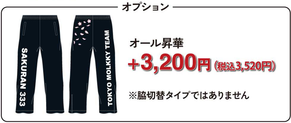 パンツ（脇切替昇華）オプション