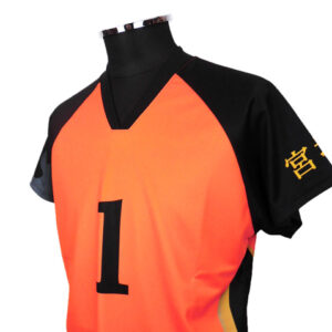 Orange and black sports jersey on a mannequin with the number 1 on the chest.