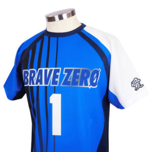 Blue Brave Zero sports jersey on a display mannequin with the number 1