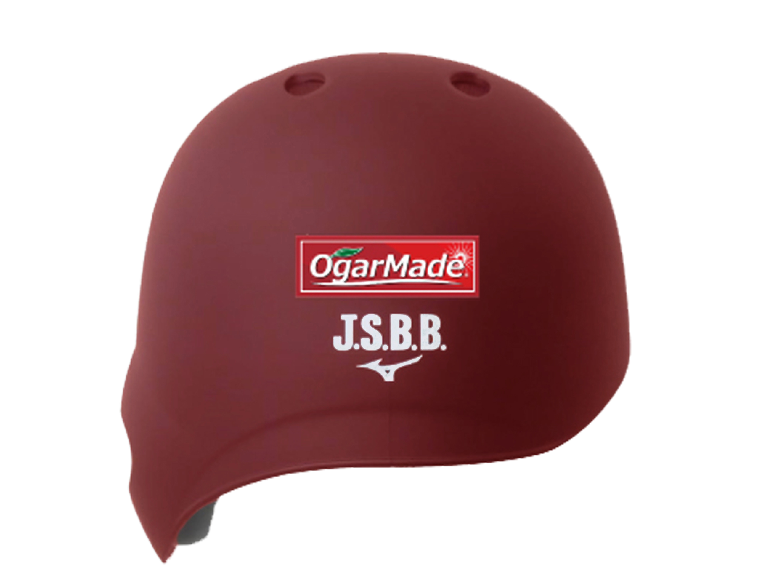Red rubber toy with two small holes on top and a red brand label reading 'OgarMade'.